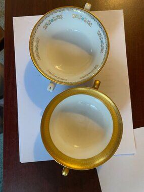 Oxford China handled & footed soup bowls Maldon and Hampshire, one of each